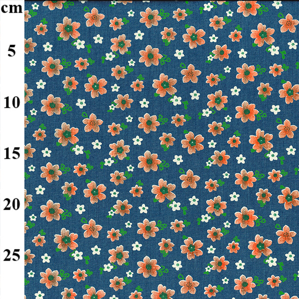 Chambray Floral Print- Flowers on Denim